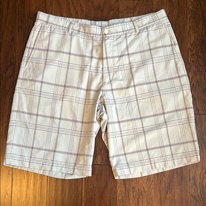 Men's White Plaid Shorts